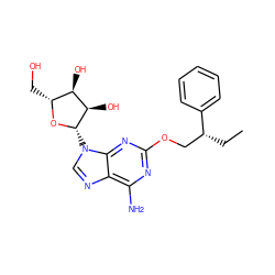 CC[C@H](COc1nc(N)c2ncn([C@@H]3O[C@H](CO)[C@@H](O)[C@H]3O)c2n1)c1ccccc1 ZINC000013861851