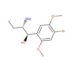 CC[C@H](N)[C@H](O)c1cc(OC)c(Br)cc1OC ZINC000013585282