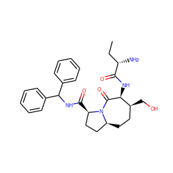 CC[C@H](N)C(=O)N[C@@H]1C(=O)N2[C@@H](CC[C@@H]1CO)CC[C@H]2C(=O)NC(c1ccccc1)c1ccccc1 ZINC000039090749