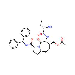 CC[C@H](N)C(=O)N[C@@H]1C(=O)N2[C@@H](CC[C@@H]1COC(C)=O)CC[C@H]2C(=O)NC(c1ccccc1)c1ccccc1 ZINC000049694738