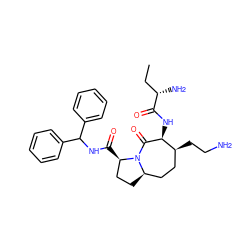 CC[C@H](N)C(=O)N[C@@H]1C(=O)N2[C@H](CC[C@H]2C(=O)NC(c2ccccc2)c2ccccc2)CC[C@@H]1CCN ZINC000039205347