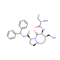 CC[C@H](N)C(=O)N[C@@H]1C(=O)N2[C@H](CC[C@H]2C(=O)NC(c2ccccc2)c2ccccc2)CC[C@@H]1CN ZINC000039091380