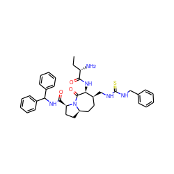 CC[C@H](N)C(=O)N[C@@H]1C(=O)N2[C@H](CC[C@H]2C(=O)NC(c2ccccc2)c2ccccc2)CC[C@@H]1CNC(=S)NCc1ccccc1 ZINC000049722887