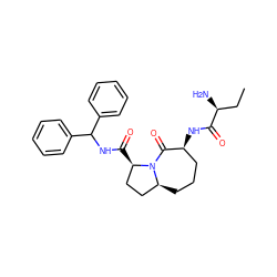 CC[C@H](N)C(=O)N[C@H]1CCC[C@H]2CC[C@@H](C(=O)NC(c3ccccc3)c3ccccc3)N2C1=O ZINC000014952019