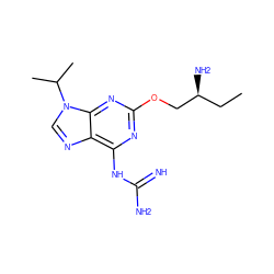 CC[C@H](N)COc1nc(NC(=N)N)c2ncn(C(C)C)c2n1 ZINC000095589145