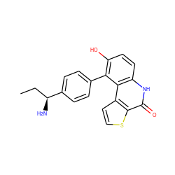 CC[C@H](N)c1ccc(-c2c(O)ccc3[nH]c(=O)c4sccc4c23)cc1 ZINC000150203195