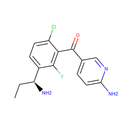 CC[C@H](N)c1ccc(Cl)c(C(=O)c2ccc(N)nc2)c1F ZINC001772649550