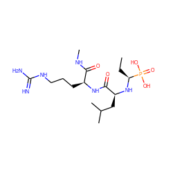 CC[C@H](N[C@@H](CC(C)C)C(=O)N[C@@H](CCCNC(=N)N)C(=O)NC)P(=O)(O)O ZINC000003927336