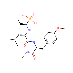 CC[C@H](N[C@@H](CC(C)C)C(=O)N[C@@H](Cc1ccc(OC)cc1)C(=O)NC)P(=O)(O)O ZINC000013733499