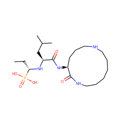 CC[C@H](N[C@@H](CC(C)C)C(=O)N[C@H]1CCCNCCCCCCNC1=O)P(=O)(O)O ZINC000003800922