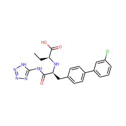 CC[C@H](N[C@@H](Cc1ccc(-c2cccc(Cl)c2)cc1)C(=O)Nc1nnn[nH]1)C(=O)O ZINC000166656089