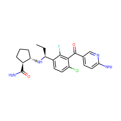 CC[C@H](N[C@H]1CCC[C@@H]1C(N)=O)c1ccc(Cl)c(C(=O)c2ccc(N)nc2)c1F ZINC001772625816