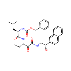 CC[C@H](NC(=O)[C@@H](CC(C)C)NC(=O)OCc1ccccc1)C(=O)C(=O)NC[C@@H](O)c1ccc2ccccc2c1 ZINC000027407668