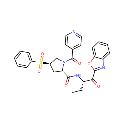 CC[C@H](NC(=O)[C@@H]1C[C@@H](S(=O)(=O)c2ccccc2)CN1C(=O)c1ccncc1)C(=O)c1nc2ccccc2o1 ZINC000096908170