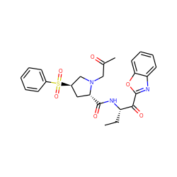 CC[C@H](NC(=O)[C@@H]1C[C@@H](S(=O)(=O)c2ccccc2)CN1CC(C)=O)C(=O)c1nc2ccccc2o1 ZINC000096907135