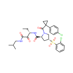 CC[C@H](NC(=O)[C@@H]1C[C@@H](S(=O)(=O)c2ccccc2Cl)CN1C(=O)C1(c2ccc(Cl)cc2)CC1)C(=O)C(=O)NCC(C)C ZINC000169702134