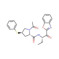 CC[C@H](NC(=O)[C@@H]1C[C@@H](Sc2ccccc2)CN1C(C)=O)C(=O)c1nc2ccccc2o1 ZINC000096907139