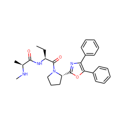 CC[C@H](NC(=O)[C@H](C)NC)C(=O)N1CCC[C@H]1c1nc(-c2ccccc2)c(-c2ccccc2)o1 ZINC000064728763