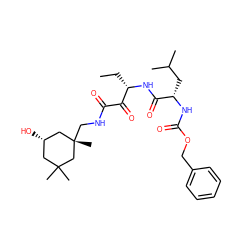 CC[C@H](NC(=O)[C@H](CC(C)C)NC(=O)OCc1ccccc1)C(=O)C(=O)NC[C@@]1(C)C[C@@H](O)CC(C)(C)C1 ZINC000013759529