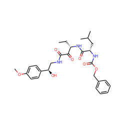 CC[C@H](NC(=O)[C@H](CC(C)C)NC(=O)OCc1ccccc1)C(=O)C(=O)NC[C@@H](O)c1ccc(OC)cc1 ZINC000013759548