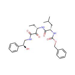 CC[C@H](NC(=O)[C@H](CC(C)C)NC(=O)OCc1ccccc1)C(=O)C(=O)NC[C@@H](O)c1ccccc1 ZINC000013759544