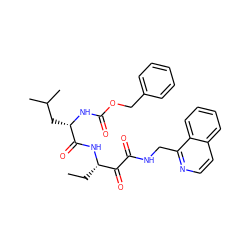 CC[C@H](NC(=O)[C@H](CC(C)C)NC(=O)OCc1ccccc1)C(=O)C(=O)NCc1nccc2ccccc12 ZINC000013759580