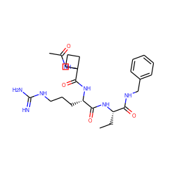 CC[C@H](NC(=O)[C@H](CCCNC(=N)N)NC(=O)C1(NC(C)=O)CCC1)C(=O)NCc1ccccc1 ZINC000149755766