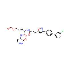 CC[C@H](NC(=O)[C@H](CCCOC=O)NC(=O)CCc1cc(-c2ccc(-c3cccc(Cl)c3)cc2)no1)C(N)=O ZINC000169701541