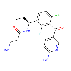 CC[C@H](NC(=O)CCN)c1ccc(Cl)c(C(=O)c2ccc(N)nc2)c1F ZINC001772578029