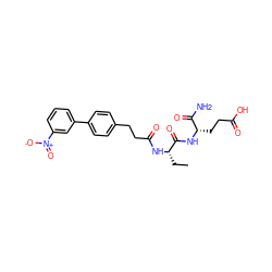 CC[C@H](NC(=O)CCc1ccc(-c2cccc([N+](=O)[O-])c2)cc1)C(=O)N[C@@H](CCC(=O)O)C(N)=O ZINC000169701567