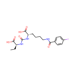 CC[C@H](NC(=O)N[C@@H](CCCCNC(=O)c1ccc(I)cc1)C(=O)O)C(=O)O ZINC000082152274