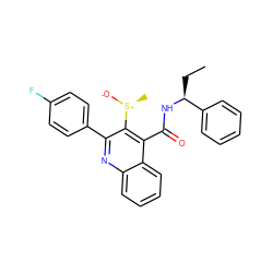 CC[C@H](NC(=O)c1c([S@+](C)[O-])c(-c2ccc(F)cc2)nc2ccccc12)c1ccccc1 ZINC000066097995