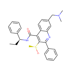 CC[C@H](NC(=O)c1c([S@+](C)[O-])c(-c2ccccc2)nc2cc(CN(C)C)ccc12)c1ccccc1 ZINC000066074558