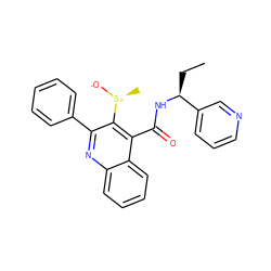 CC[C@H](NC(=O)c1c([S@+](C)[O-])c(-c2ccccc2)nc2ccccc12)c1cccnc1 ZINC000066077736