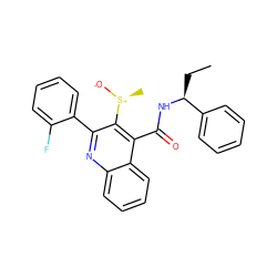 CC[C@H](NC(=O)c1c([S@+](C)[O-])c(-c2ccccc2F)nc2ccccc12)c1ccccc1 ZINC000066098134