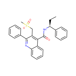 CC[C@H](NC(=O)c1c(CS(C)(=O)=O)c(-c2ccccc2)nc2ccccc12)c1ccccc1 ZINC000034983318