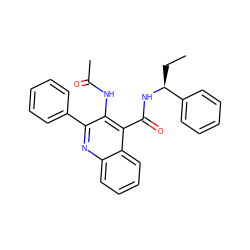 CC[C@H](NC(=O)c1c(NC(C)=O)c(-c2ccccc2)nc2ccccc12)c1ccccc1 ZINC000013795691