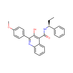 CC[C@H](NC(=O)c1c(O)c(-c2ccc(OC)cc2)nc2ccccc12)c1ccccc1 ZINC000653865308