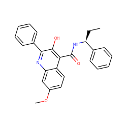 CC[C@H](NC(=O)c1c(O)c(-c2ccccc2)nc2cc(OC)ccc12)c1ccccc1 ZINC000653857978