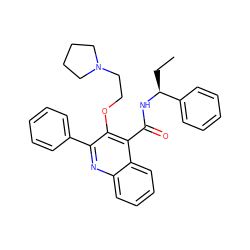 CC[C@H](NC(=O)c1c(OCCN2CCCC2)c(-c2ccccc2)nc2ccccc12)c1ccccc1 ZINC000013795704