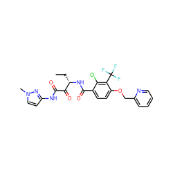 CC[C@H](NC(=O)c1ccc(OCc2ccccn2)c(C(F)(F)F)c1Cl)C(=O)C(=O)Nc1ccn(C)n1 ZINC000064560861