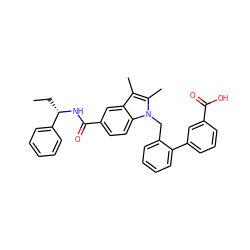 CC[C@H](NC(=O)c1ccc2c(c1)c(C)c(C)n2Cc1ccccc1-c1cccc(C(=O)O)c1)c1ccccc1 ZINC000198554860