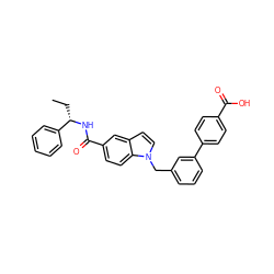 CC[C@H](NC(=O)c1ccc2c(ccn2Cc2cccc(-c3ccc(C(=O)O)cc3)c2)c1)c1ccccc1 ZINC000198621275