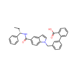 CC[C@H](NC(=O)c1ccc2c(ccn2Cc2cccc(-c3ccccc3C(=O)O)c2)c1)c1ccccc1 ZINC000198621219