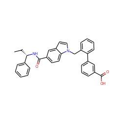 CC[C@H](NC(=O)c1ccc2c(ccn2Cc2ccccc2-c2cccc(C(=O)O)c2)c1)c1ccccc1 ZINC000198621367