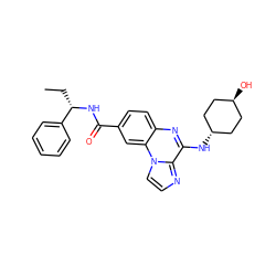 CC[C@H](NC(=O)c1ccc2nc(N[C@H]3CC[C@H](O)CC3)c3nccn3c2c1)c1ccccc1 ZINC000299845103