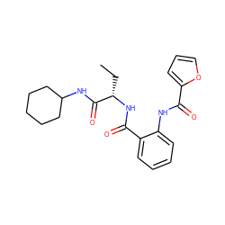 CC[C@H](NC(=O)c1ccccc1NC(=O)c1ccco1)C(=O)NC1CCCCC1 ZINC000000784736