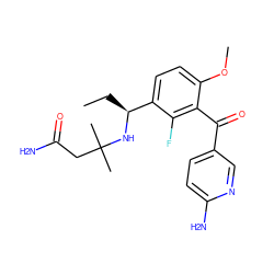 CC[C@H](NC(C)(C)CC(N)=O)c1ccc(OC)c(C(=O)c2ccc(N)nc2)c1F ZINC001772596042