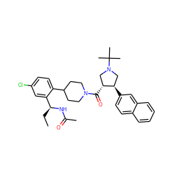 CC[C@H](NC(C)=O)c1cc(Cl)ccc1C1CCN(C(=O)[C@@H]2CN(C(C)(C)C)C[C@H]2c2ccc3ccccc3c2)CC1 ZINC000029042926