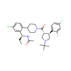 CC[C@H](NC(C)=O)c1cc(Cl)ccc1C1CCN(C(=O)[C@H]2CN(C(C)(C)C)C[C@@H]2c2ccc(F)cc2F)CC1 ZINC000029046107